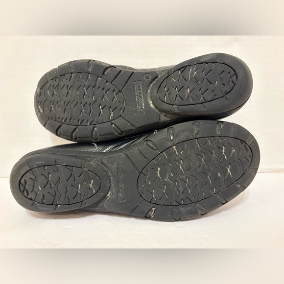 Skechers black leather relaxed fit memory foam slip-on loafers shoes size 8 - Picture 9 of 10